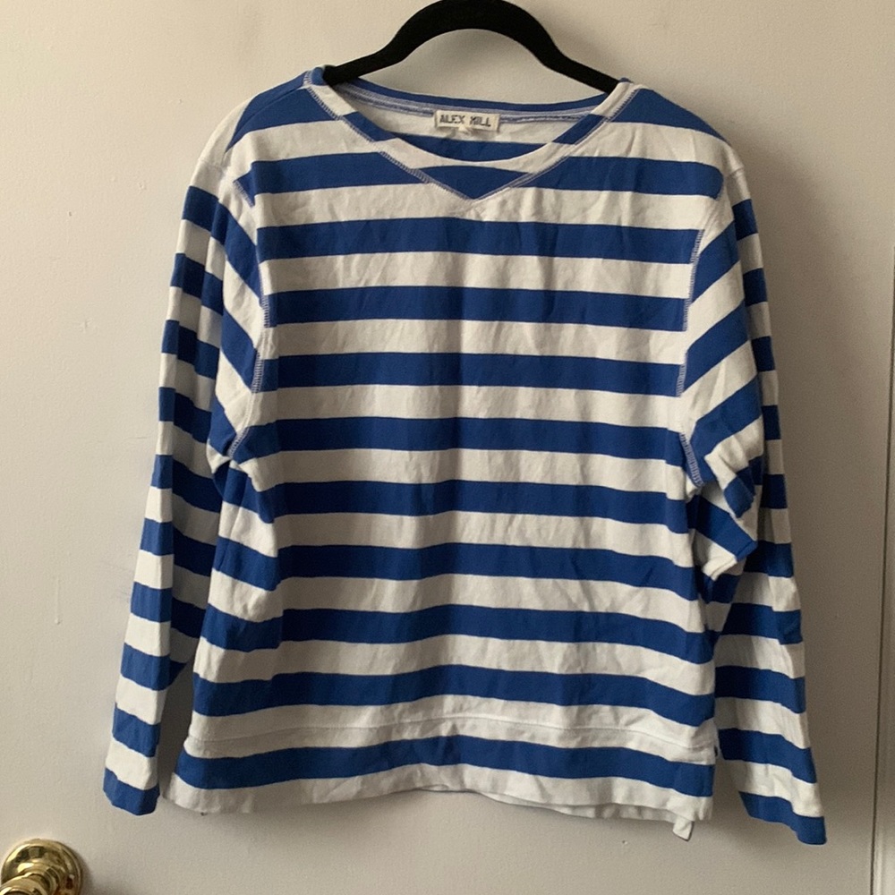 Alex Mill Blue and White Striped Long Sleeve Tee